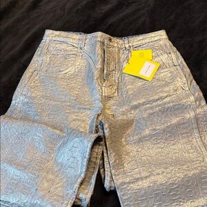 NWT Marc Jacobs runway, silver matted denim, Carpenter jeans, rare and gorgeous